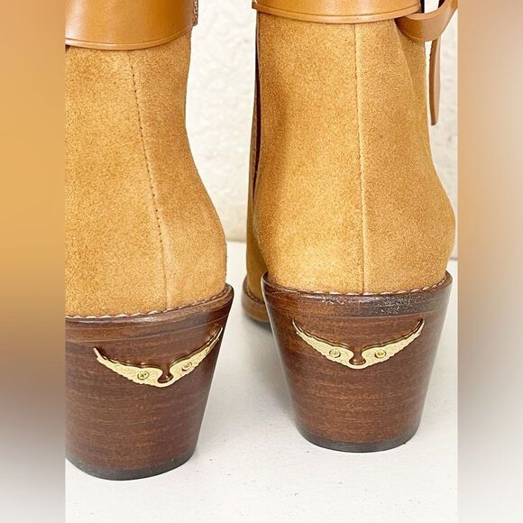 Zadig & Voltaire Tyler Suede pointed toe Western heeled Ankle Bootie FR 39/US 8 - Picture 9 of 17